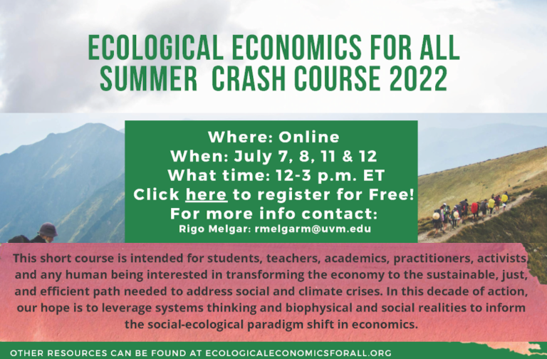 Ecological Economics for All Summer Crash Course 2022